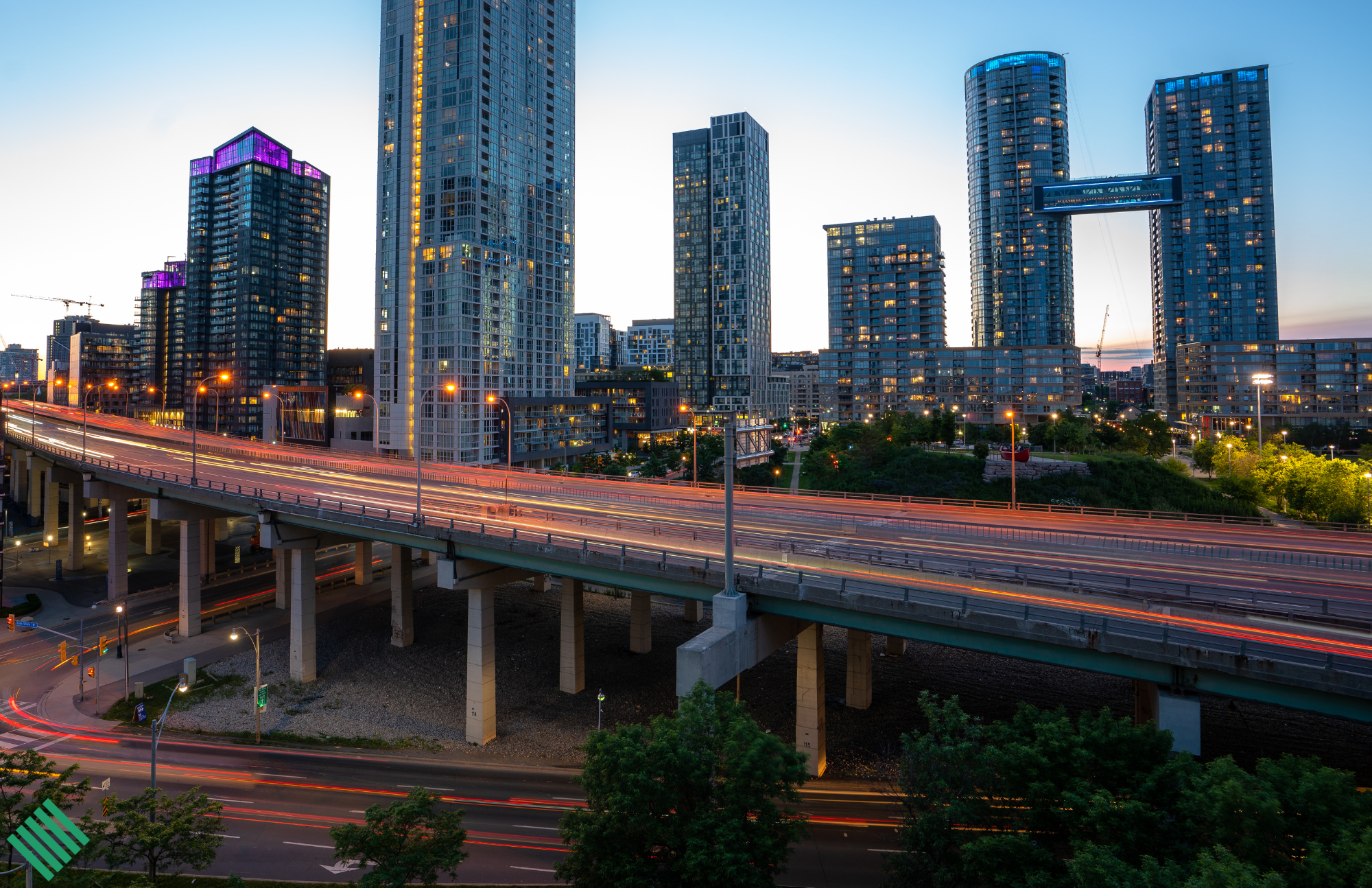 toronto highway at sunset